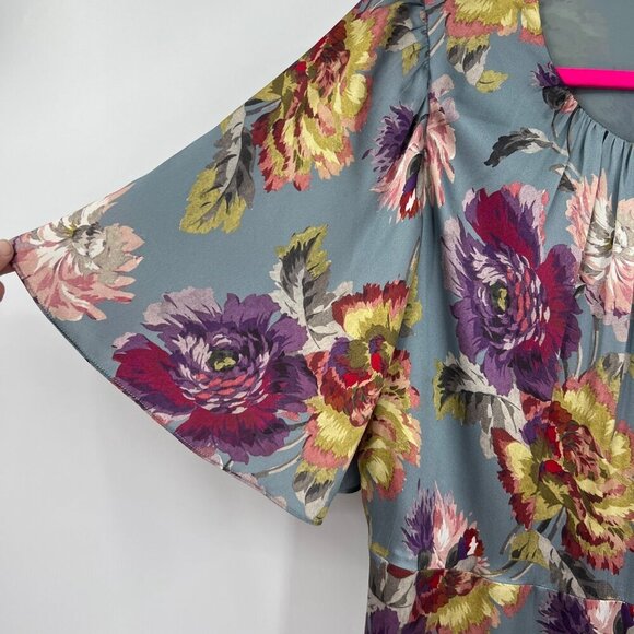 Rebecca Taylor 100% silk Short sleeve, mock, floral motif, baroque print, floral - Picture 3 of 15